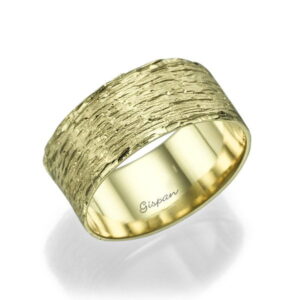 טבעת נישואין זהב מט קווים ושוליים מבריקים