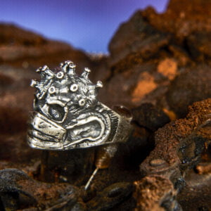 טבעת קורונה עשויה מכסף סטרלינג 925 בסגנון גותי